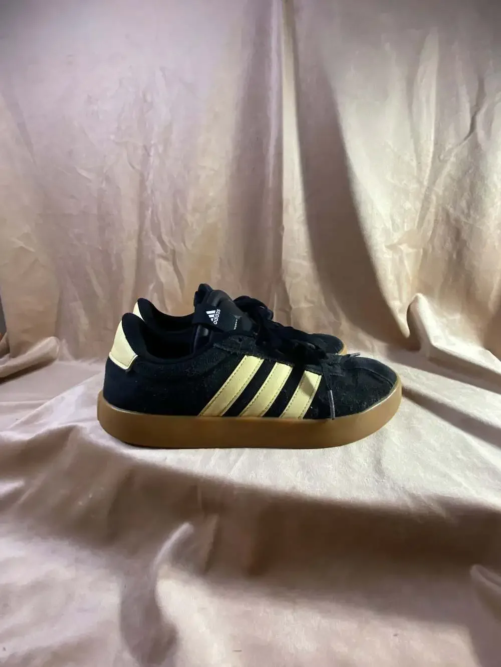Adidas Women's VL Court 3.0 Black Almost Yellow Sneakers JI1948: Size 8